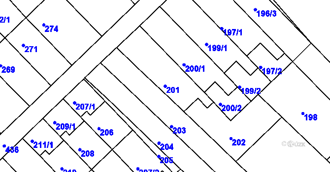 Parcela st. 201 v KÚ Bedihošť, Katastrální mapa