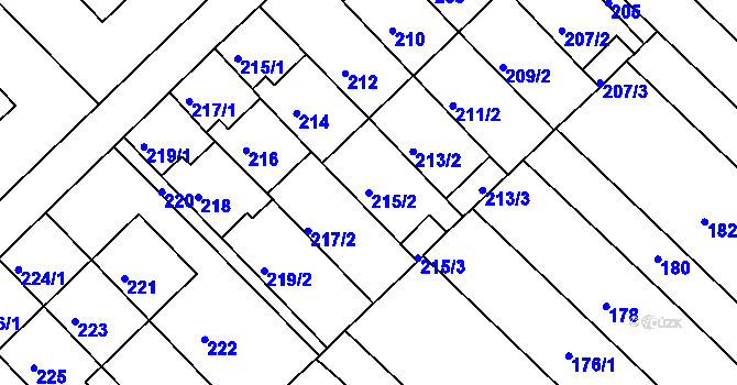 Parcela st. 215/2 v KÚ Bedihošť, Katastrální mapa