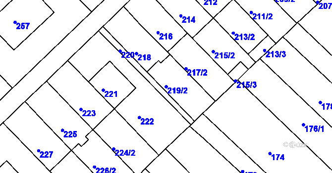 Parcela st. 219/2 v KÚ Bedihošť, Katastrální mapa