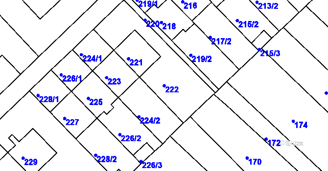 Parcela st. 222 v KÚ Bedihošť, Katastrální mapa