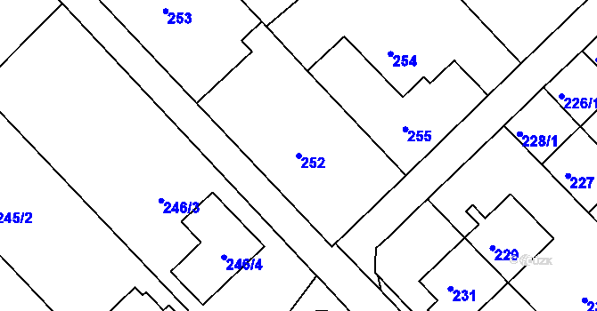 Parcela st. 252 v KÚ Bedihošť, Katastrální mapa