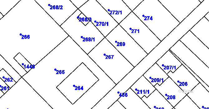 Parcela st. 267 v KÚ Bedihošť, Katastrální mapa
