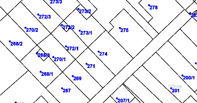 Parcela st. 274 v KÚ Bedihošť, Katastrální mapa