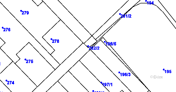 Parcela st. 282/2 v KÚ Bedihošť, Katastrální mapa
