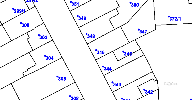 Parcela st. 346 v KÚ Bedihošť, Katastrální mapa