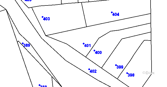 Parcela st. 401 v KÚ Bedihošť, Katastrální mapa