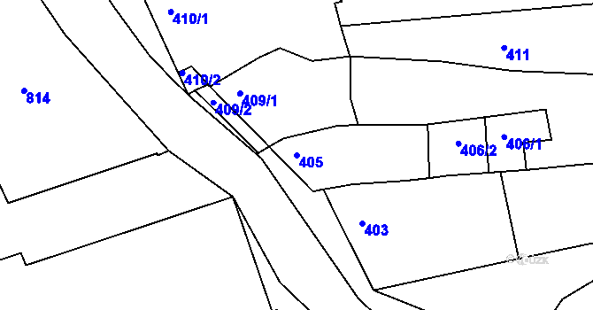 Parcela st. 405 v KÚ Bedihošť, Katastrální mapa
