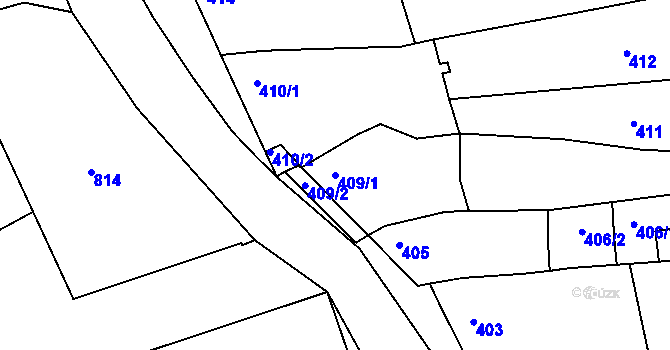 Parcela st. 409/1 v KÚ Bedihošť, Katastrální mapa