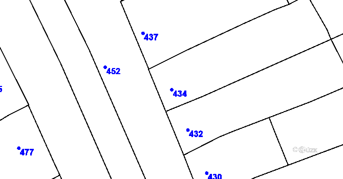 Parcela st. 434 v KÚ Bedihošť, Katastrální mapa