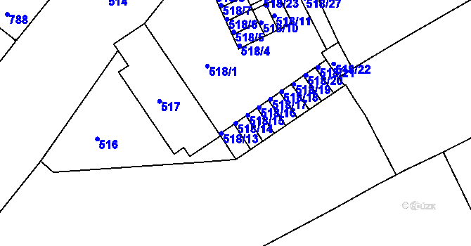 Parcela st. 518/14 v KÚ Bedihošť, Katastrální mapa