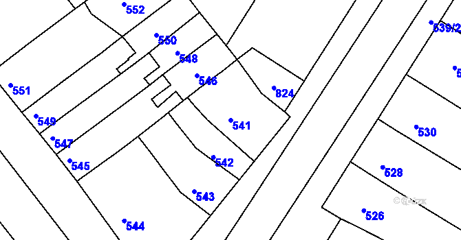 Parcela st. 541 v KÚ Bedihošť, Katastrální mapa