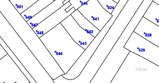 Parcela st. 543 v KÚ Bedihošť, Katastrální mapa