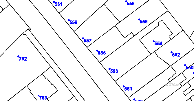 Parcela st. 555 v KÚ Bedihošť, Katastrální mapa