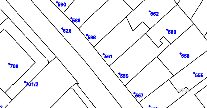 Parcela st. 561 v KÚ Bedihošť, Katastrální mapa