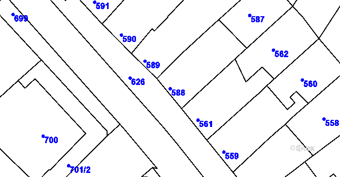 Parcela st. 588 v KÚ Bedihošť, Katastrální mapa