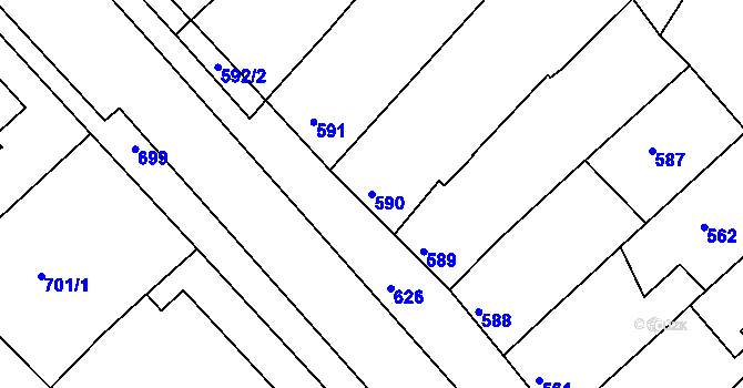 Parcela st. 590 v KÚ Bedihošť, Katastrální mapa