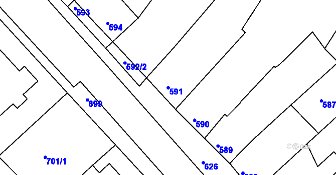 Parcela st. 591 v KÚ Bedihošť, Katastrální mapa