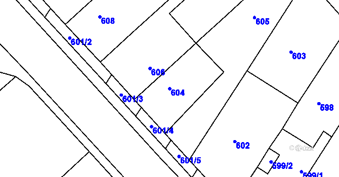 Parcela st. 604 v KÚ Bedihošť, Katastrální mapa
