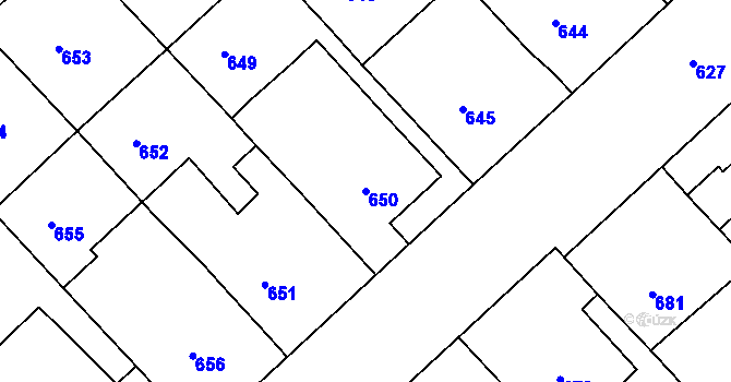 Parcela st. 650 v KÚ Bedihošť, Katastrální mapa