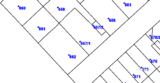 Parcela st. 657/1 v KÚ Bedihošť, Katastrální mapa