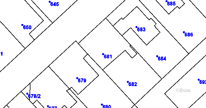 Parcela st. 681 v KÚ Bedihošť, Katastrální mapa