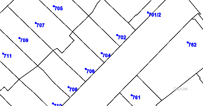 Parcela st. 704 v KÚ Bedihošť, Katastrální mapa