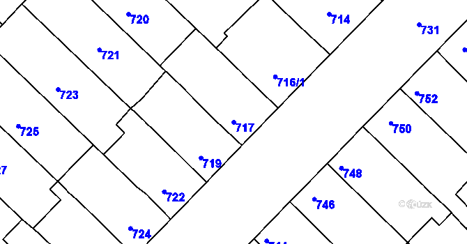 Parcela st. 717 v KÚ Bedihošť, Katastrální mapa