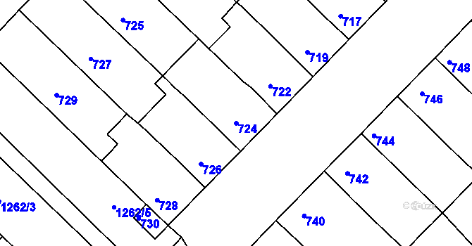 Parcela st. 724 v KÚ Bedihošť, Katastrální mapa