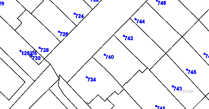 Parcela st. 740 v KÚ Bedihošť, Katastrální mapa