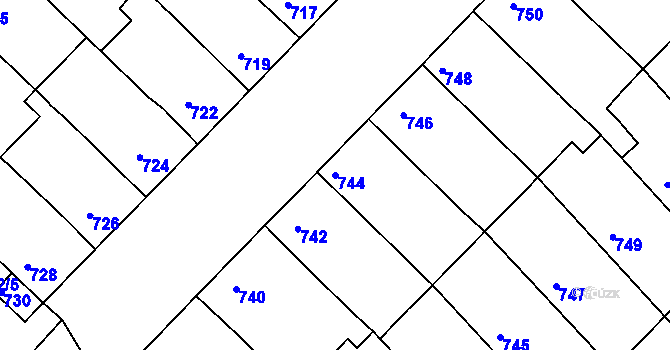 Parcela st. 744 v KÚ Bedihošť, Katastrální mapa