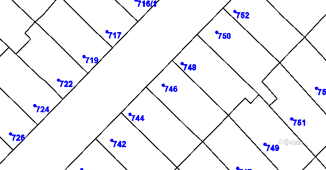 Parcela st. 746 v KÚ Bedihošť, Katastrální mapa