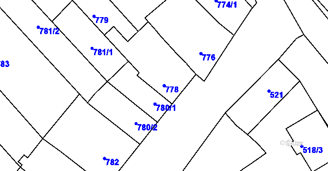 Parcela st. 778 v KÚ Bedihošť, Katastrální mapa