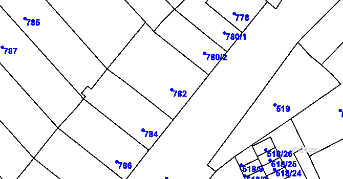 Parcela st. 782 v KÚ Bedihošť, Katastrální mapa