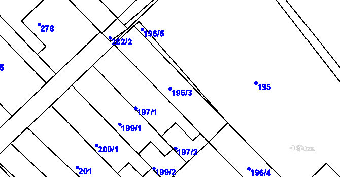 Parcela st. 196/3 v KÚ Bedihošť, Katastrální mapa