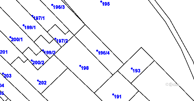 Parcela st. 196/4 v KÚ Bedihošť, Katastrální mapa