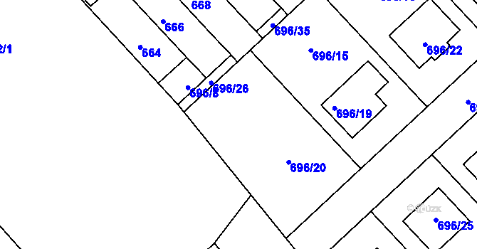 Parcela st. 696/14 v KÚ Bedihošť, Katastrální mapa