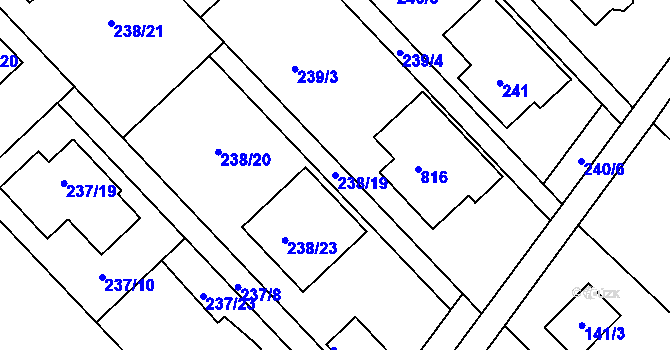 Parcela st. 238/19 v KÚ Bedihošť, Katastrální mapa
