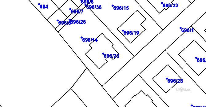 Parcela st. 696/20 v KÚ Bedihošť, Katastrální mapa