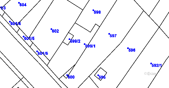 Parcela st. 599/1 v KÚ Bedihošť, Katastrální mapa