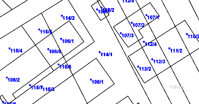 Parcela st. 114/1 v KÚ Bedihošť, Katastrální mapa
