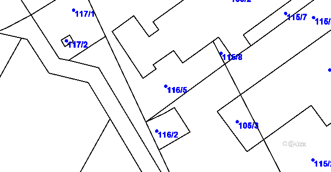 Parcela st. 116/5 v KÚ Bedihošť, Katastrální mapa
