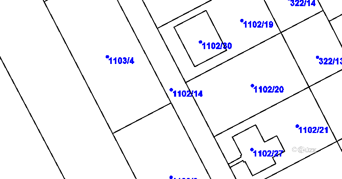 Parcela st. 1102/14 v KÚ Bedihošť, Katastrální mapa