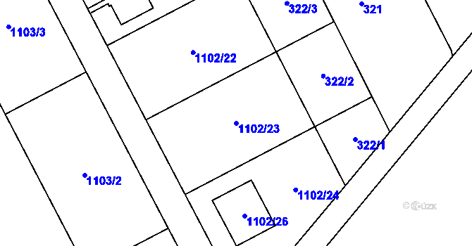 Parcela st. 1102/23 v KÚ Bedihošť, Katastrální mapa
