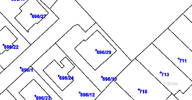 Parcela st. 696/29 v KÚ Bedihošť, Katastrální mapa