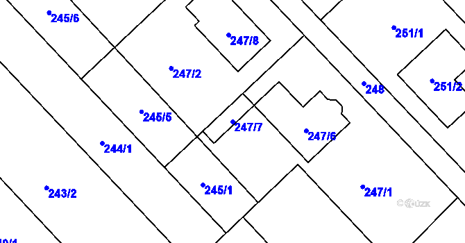Parcela st. 247/7 v KÚ Bedihošť, Katastrální mapa