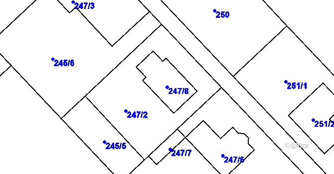 Parcela st. 247/8 v KÚ Bedihošť, Katastrální mapa