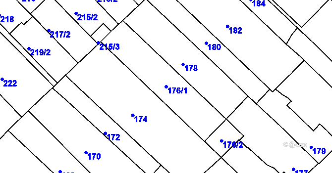 Parcela st. 176/1 v KÚ Bedihošť, Katastrální mapa