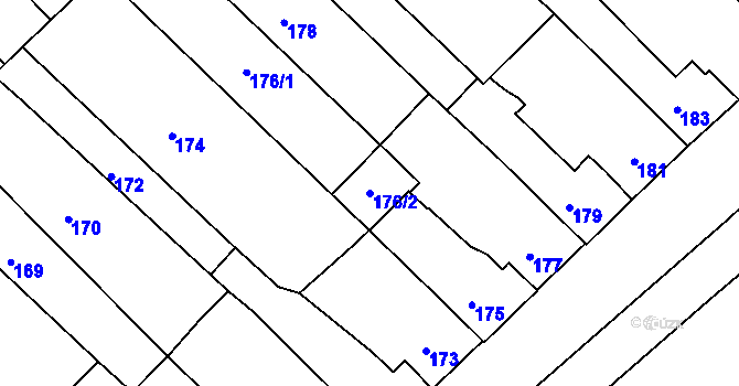 Parcela st. 176/2 v KÚ Bedihošť, Katastrální mapa