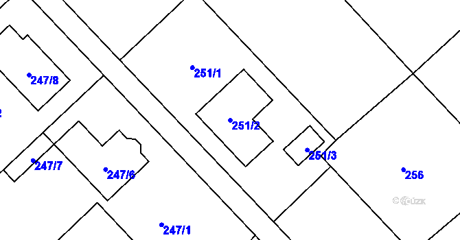 Parcela st. 251/2 v KÚ Bedihošť, Katastrální mapa