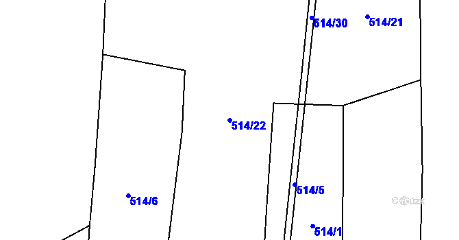 Parcela st. 514/22 v KÚ Bednárec, Katastrální mapa